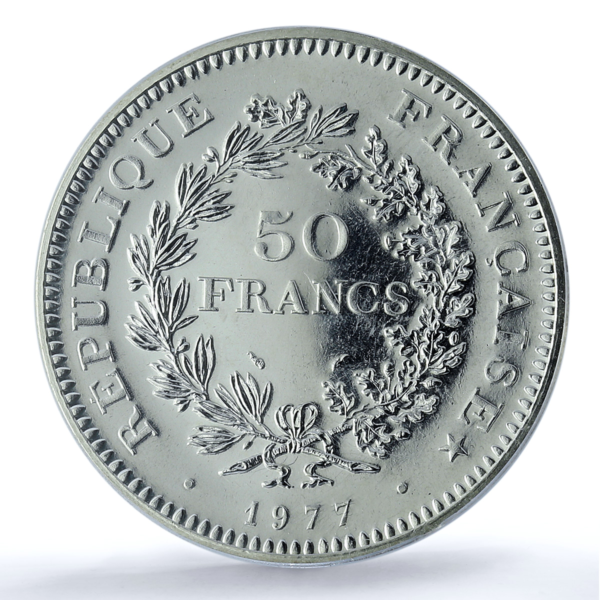 France 50 francs Hercules Gad-882 F-427 KM-941 MS 67 PCGS silver coin 1977 France 50 francs Hercules Gad-882 F-427 KM-941 MS 67 PCGS silver coin 1977