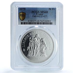 France 50 francs Hercules Gad-882 F-427 KM-941 MS 68 PCGS silver coin 1979