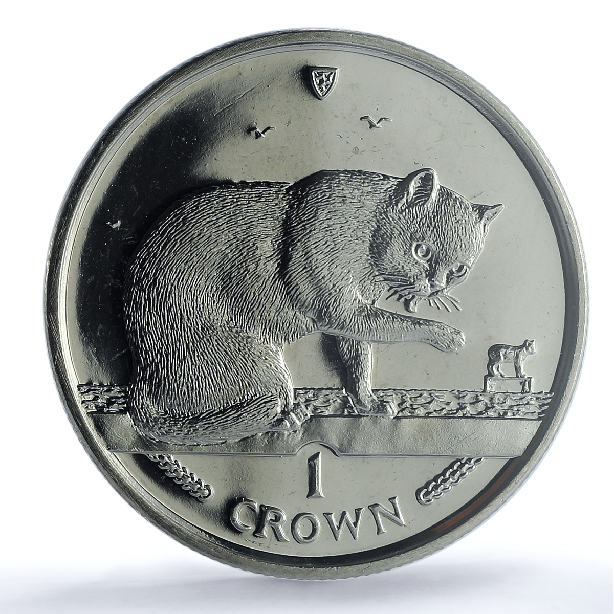 Isle of Man 1 crown British Blue KM-966 Cat Crowns MS 67 PCGS CuNi coin 1999