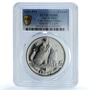 Isle of Man 1 crown Somali Kittens KM-1072 Cat Crowns MS 66 PCGS CuNi coin 2001