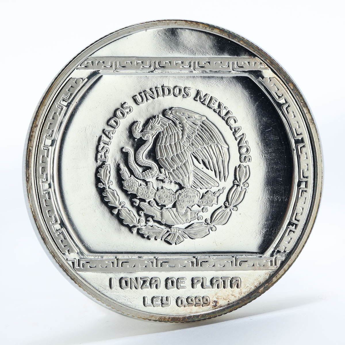 Mexico 5 pesos Stone carving representation of Crocodile proof silver coin 1993