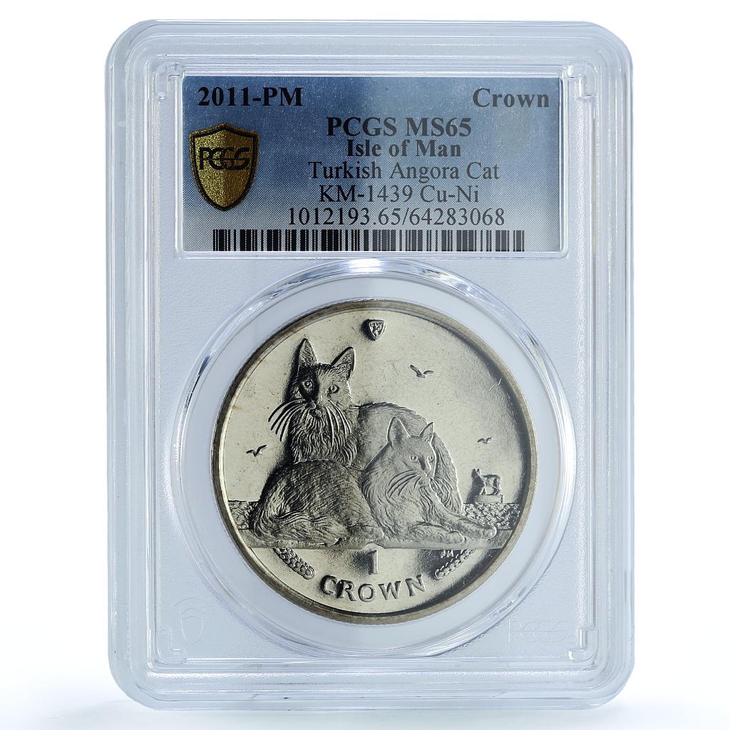 Isle of Man 1 crown Turkish Angora KM-1439 Cat Crowns MS 65 PCGS CuNi coin 2011 Isle of Man 1 crown Turkish Angora KM-1439 Cat Crowns MS 65 PCGS CuNi coin 2011