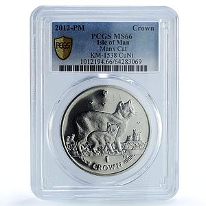 Isle of Man 1 crown Manx Jubilee KM-1538 Cat Crowns MS 66 PCGS CuNi coin 2012