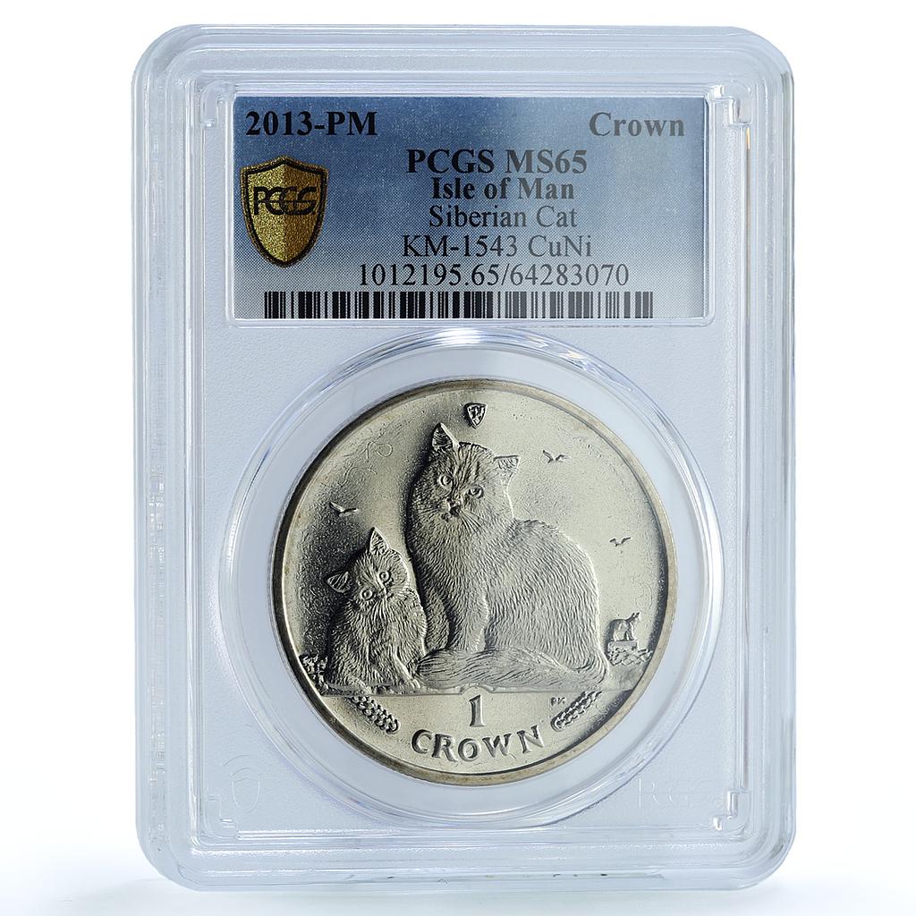 Isle of Man 1 crown Siberian Cat KM-1543 Cat Crowns MS 65 PCGS CuNi coin 2013 Isle of Man 1 crown Siberian Cat KM-1543 Cat Crowns MS 65 PCGS CuNi coin 2013