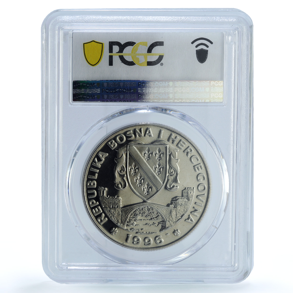 Bosnia 500 dinara Sprinter KM-53 Atlanta Olympics MS 66 PCGS CuNi coin 1996