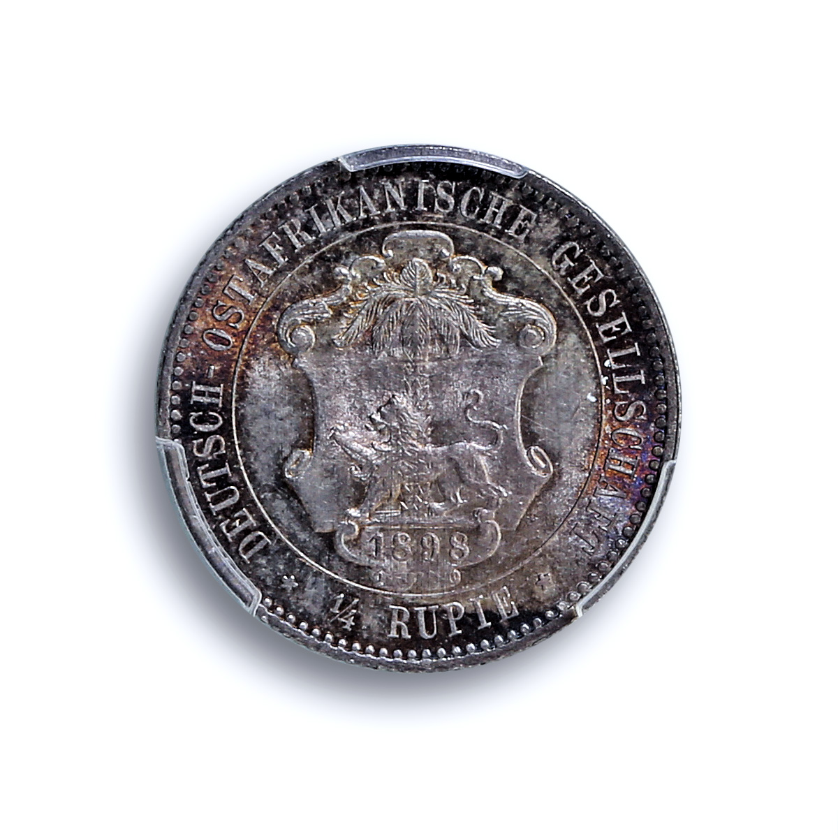 East Africa German 1/4 rupee Wilhelm I KM-3 Schon-2 MS 64 PCGS silver coin 1898