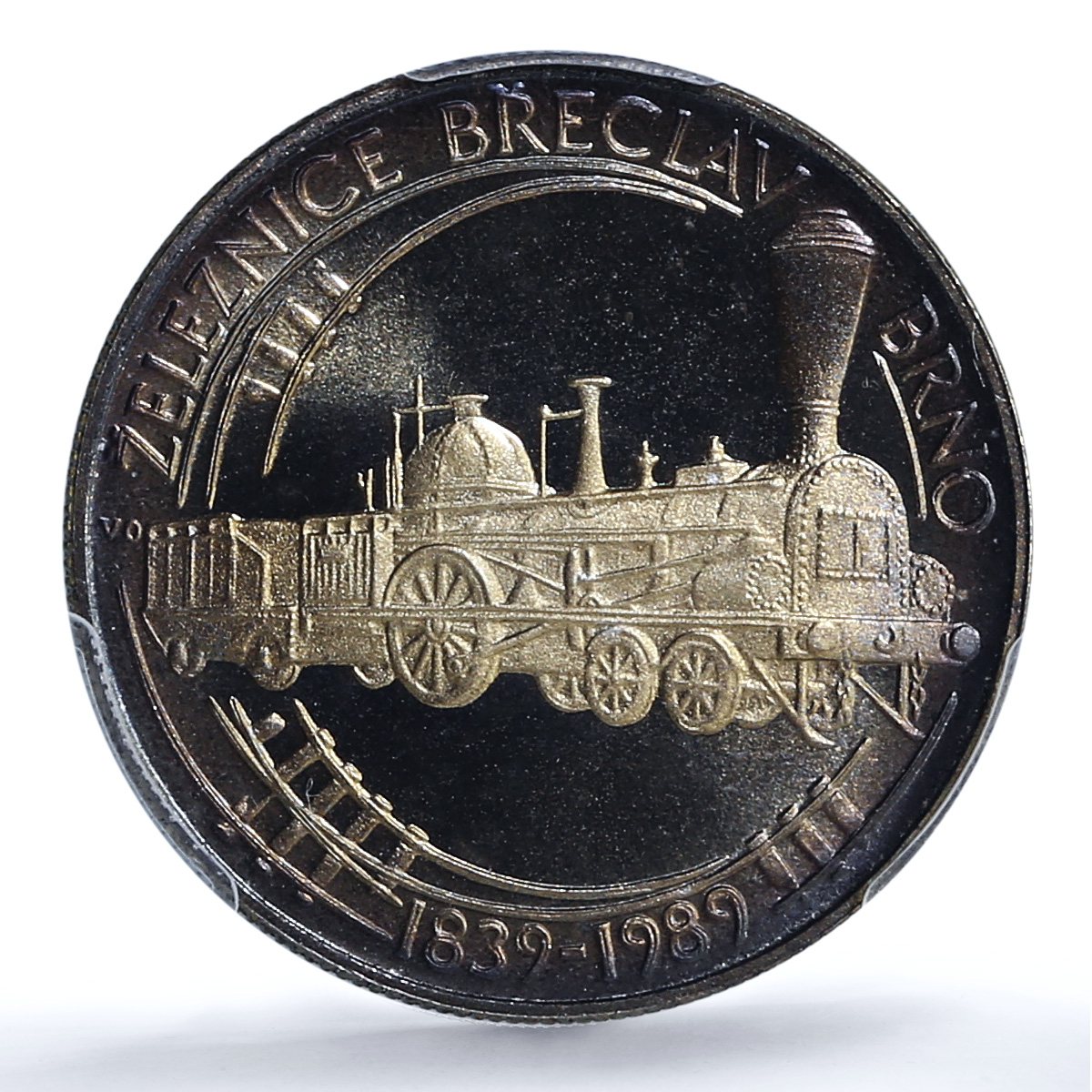 Czechoslovakia 50 korun Breclav Brno Railroad Train PR 68 PCGS silver coin 1989 Czechoslovakia 50 korun Breclav Brno Railroad Train PR 68 PCGS silver coin 1989
