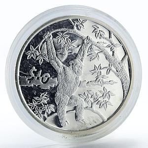 Sierra Leone 10 dollars Chimpanzee animals proof silver coin 2006