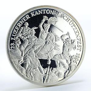 Switzerland 50 francs Shooting Festival in Sempach proof silver coin 1996