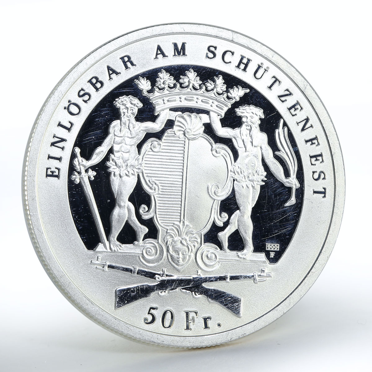 Switzerland 50 francs Shooting Festival in Sempach proof silver coin 1996