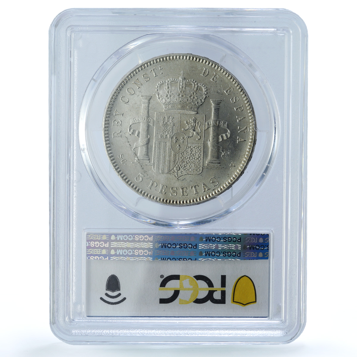 Spain 5 pesetas Alfonso XIII Child Portrait KM-707 MS 62 PCGS silver coin 1898 Spain 5 pesetas Alfonso XIII Child Portrait KM-707 MS 62 PCGS silver coin 1898