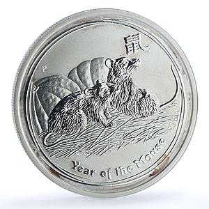 Australia 50 cents Year of the Rat KM-1879 Lunar Series 2 Mouse silver coin 2008