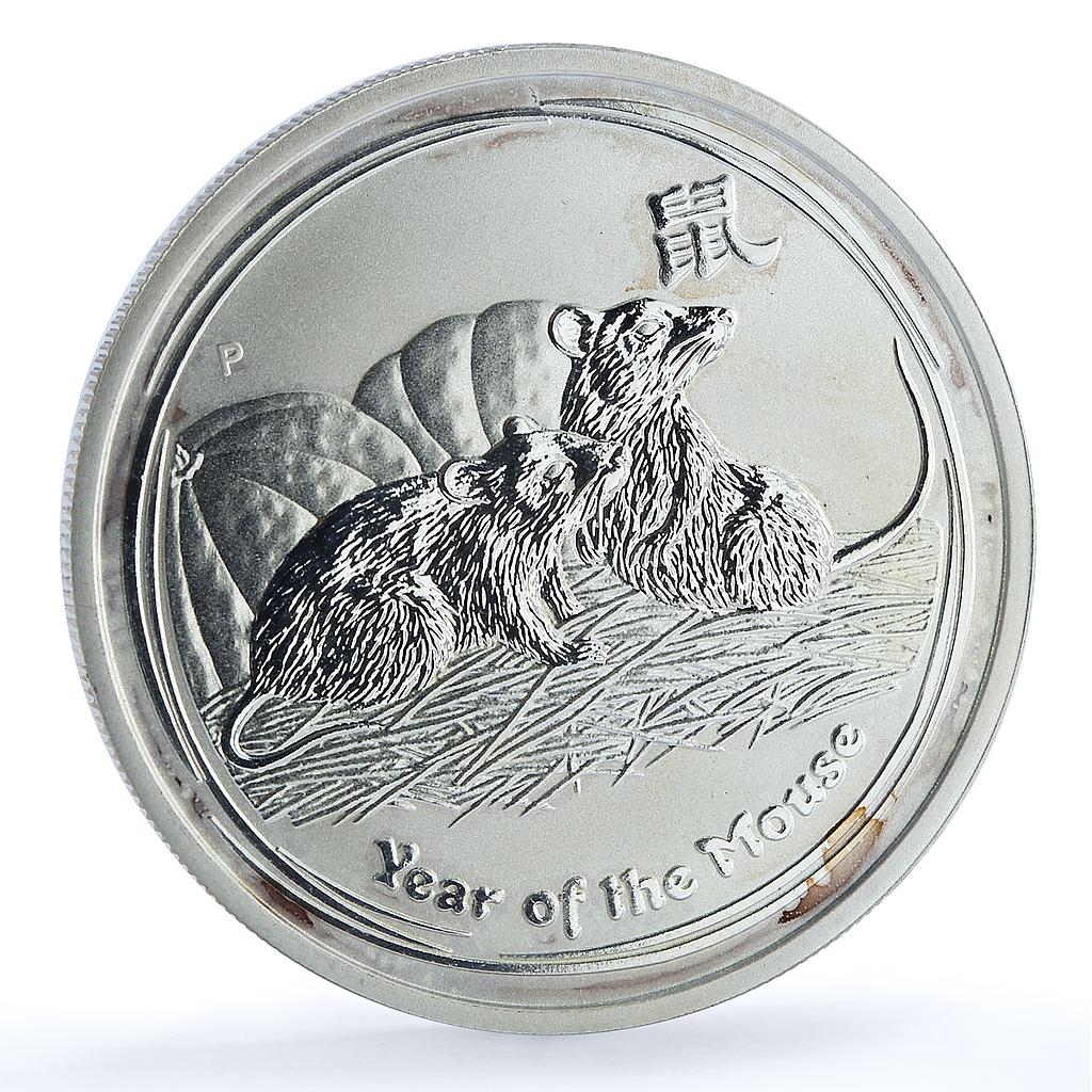 Australia 50 cents Year of the Rat KM-1879 Lunar Series 2 Mouse silver coin 2008 Australia 50 cents Year of the Rat KM-1879 Lunar Series 2 Mouse silver coin 2008