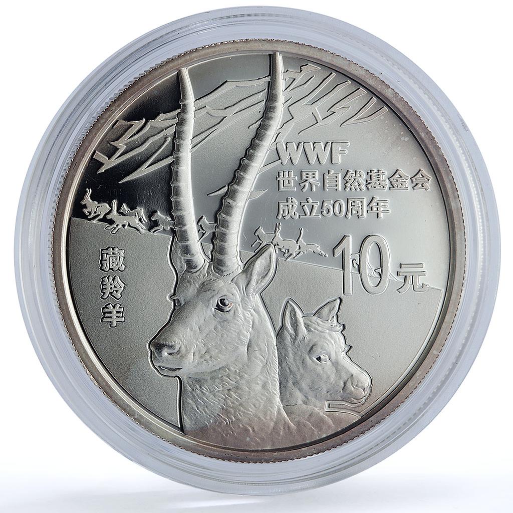 China 10 yuan Tibetian Antelope KM-1798 WWF Fauna proof silver coin 2011 China 10 yuan Tibetian Antelope KM-1798 WWF Fauna proof silver coin 2011
