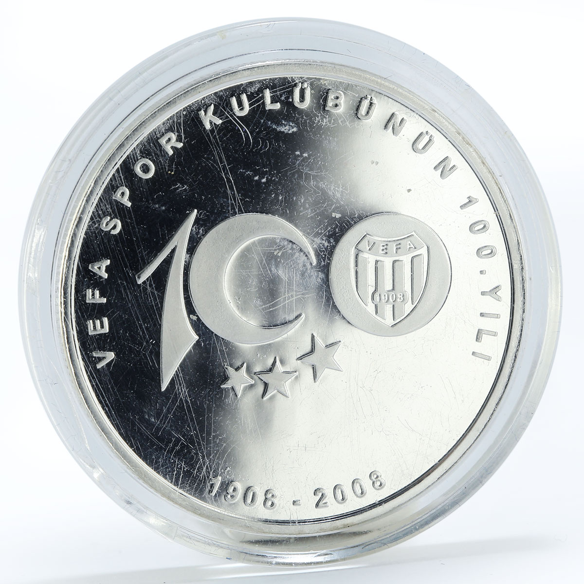 Turkey 40 yeni lira 100th of Vefa Sport club colored silver coin 2008