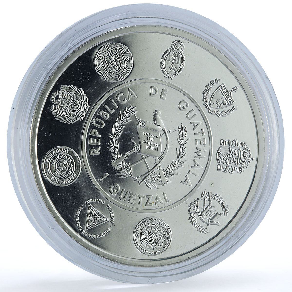 Guatemala 1 quetzal Ibero-American Anniversary KM-292 proof silver coin 2012