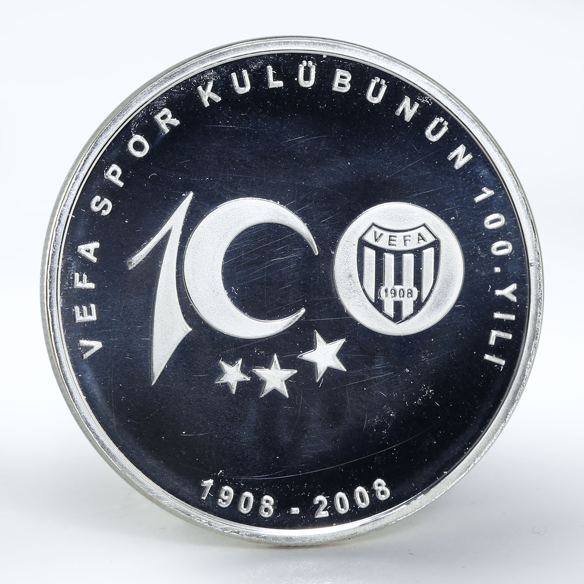 Turkey 40 yeni lira 100th of Vefa Sport club colored silver coin 2008