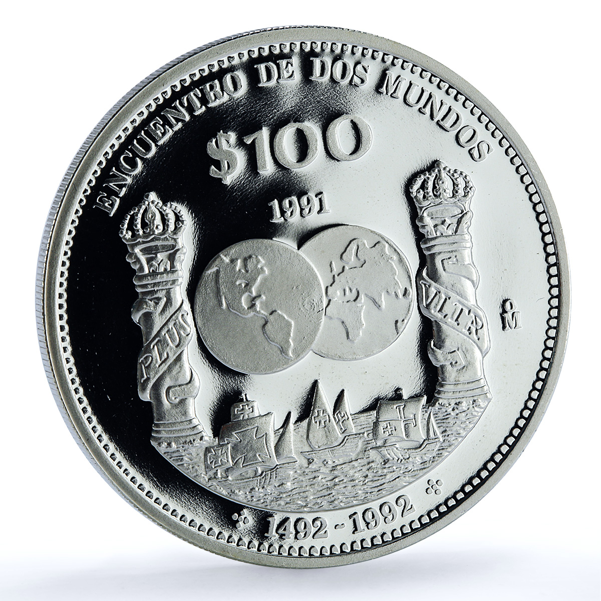 Mexico 100 pesos Columnaria KM-540 Ibero-American Ship silver coin 1991 Mexico 100 pesos Columnaria KM-540 Ibero-American Ship silver coin 1991