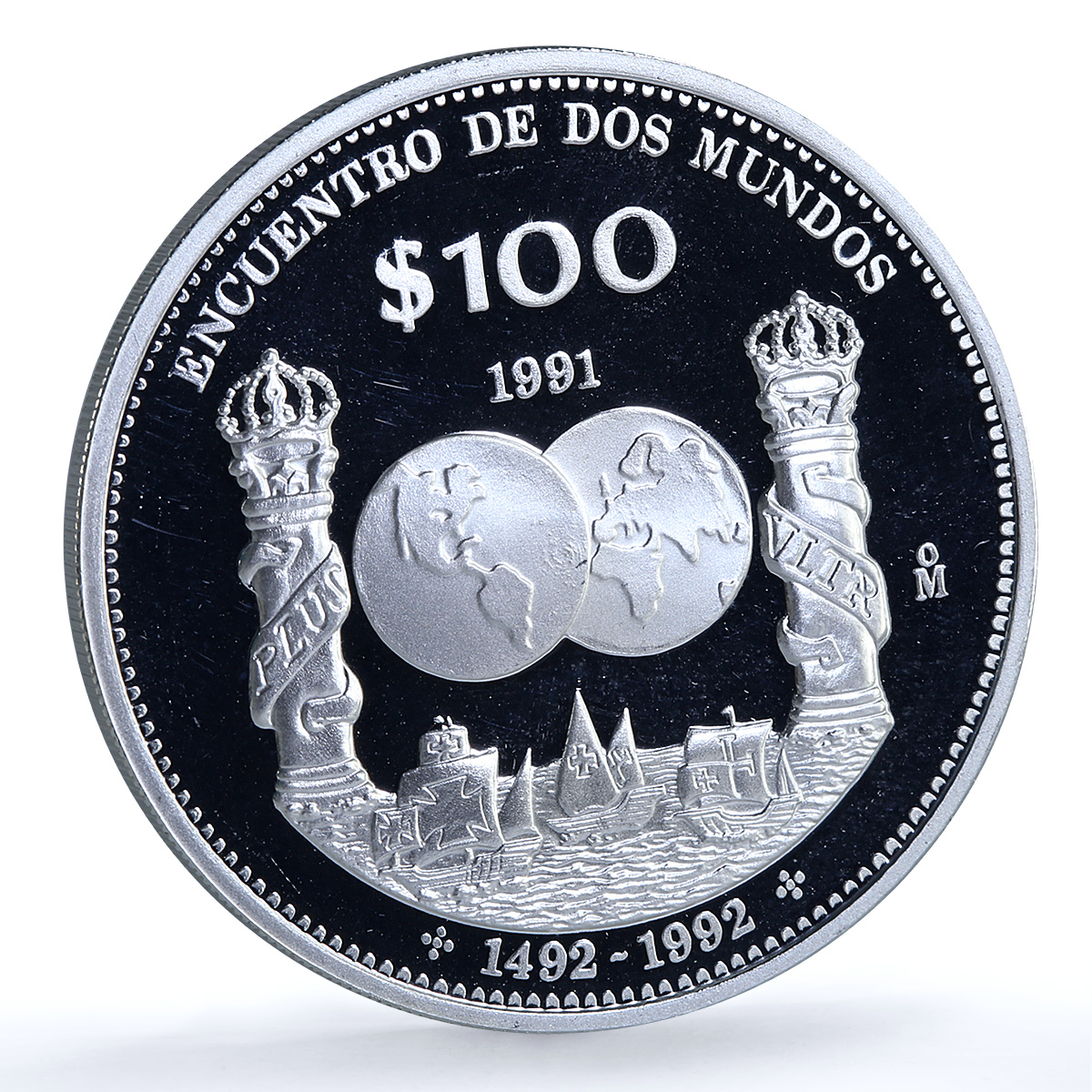Mexico 100 pesos Columnaria KM-540 Ibero-American Ship silver coin 1991 Mexico 100 pesos Columnaria KM-540 Ibero-American Ship silver coin 1991