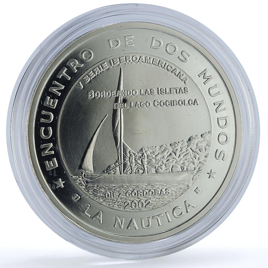 Nicaragua 10 cordobas Bordering Islets Navigation Ship proof silver coin 2002 Nicaragua 10 cordobas Bordering Islets Navigation Ship proof silver coin 2002