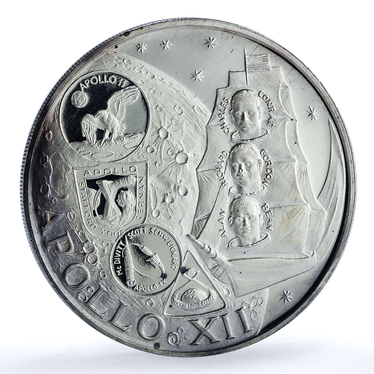 Fujairah 10 riyals Apollo XII KM-5 Space Moon Landing proof silver coin 1969