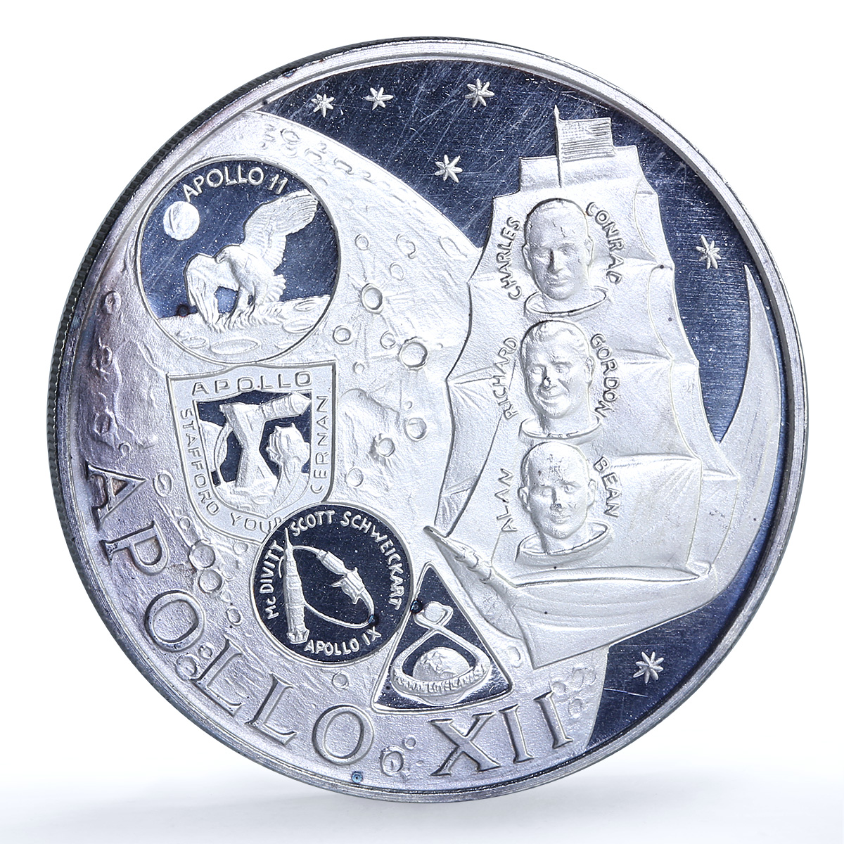 Fujairah 10 riyals Apollo XII KM-5 Space Moon Landing proof silver coin 1969