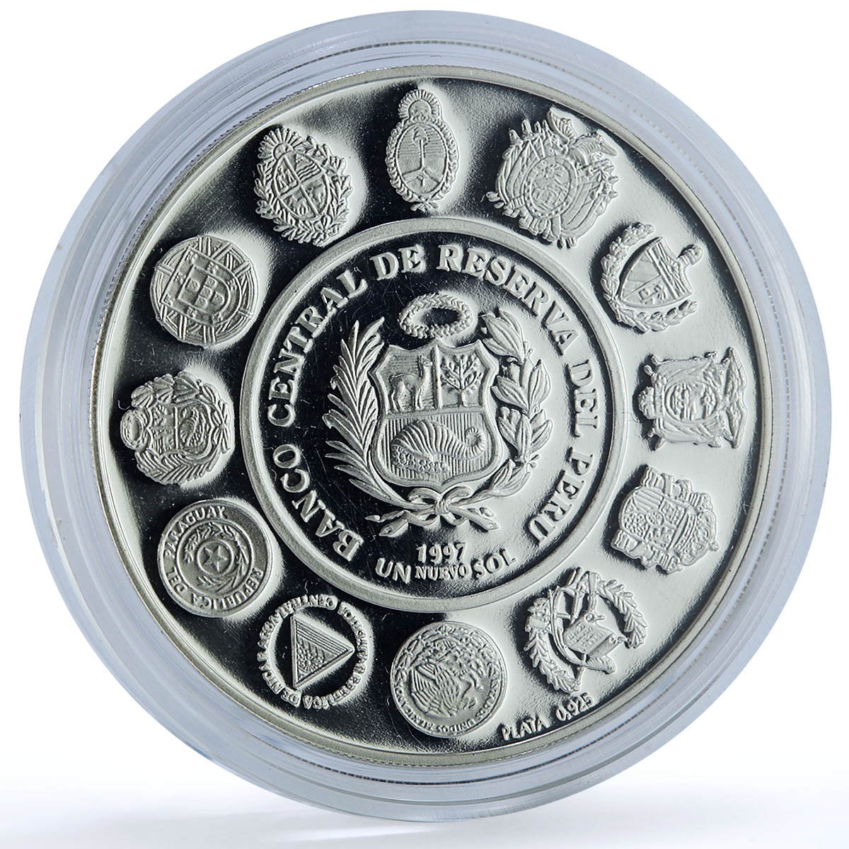 Peru 1 sol Danza Tijeras Ibero-American Dances Customs proof silver coin 1997 Peru 1 sol Danza Tijeras Ibero-American Dances Customs proof silver coin 1997
