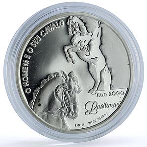 Portugal 1000 escudos Cavalo Lusitano Ibero-American Man Horse silver coin 2000