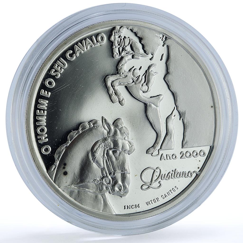 Portugal 1000 escudos Cavalo Lusitano Ibero-American Man Horse silver coin 2000