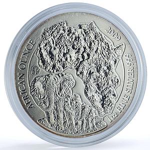 Rwanda 50 francs Elephant KM-55 African Ounce Fauna Bullion silver coin 2009