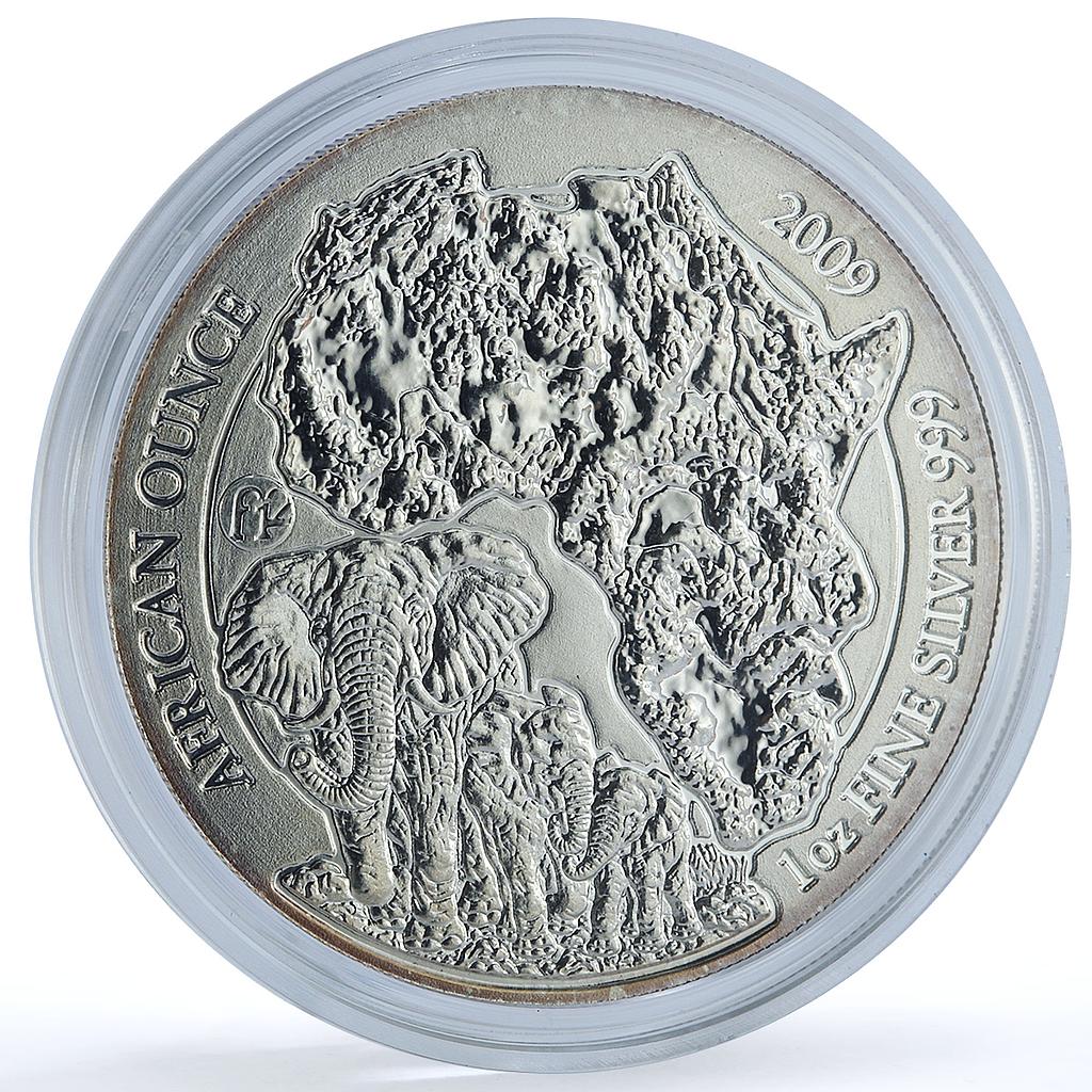 Rwanda 50 francs Elephant KM-55 African Ounce Fauna Bullion silver coin 2009 Rwanda 50 francs Elephant KM-55 African Ounce Fauna Bullion silver coin 2009