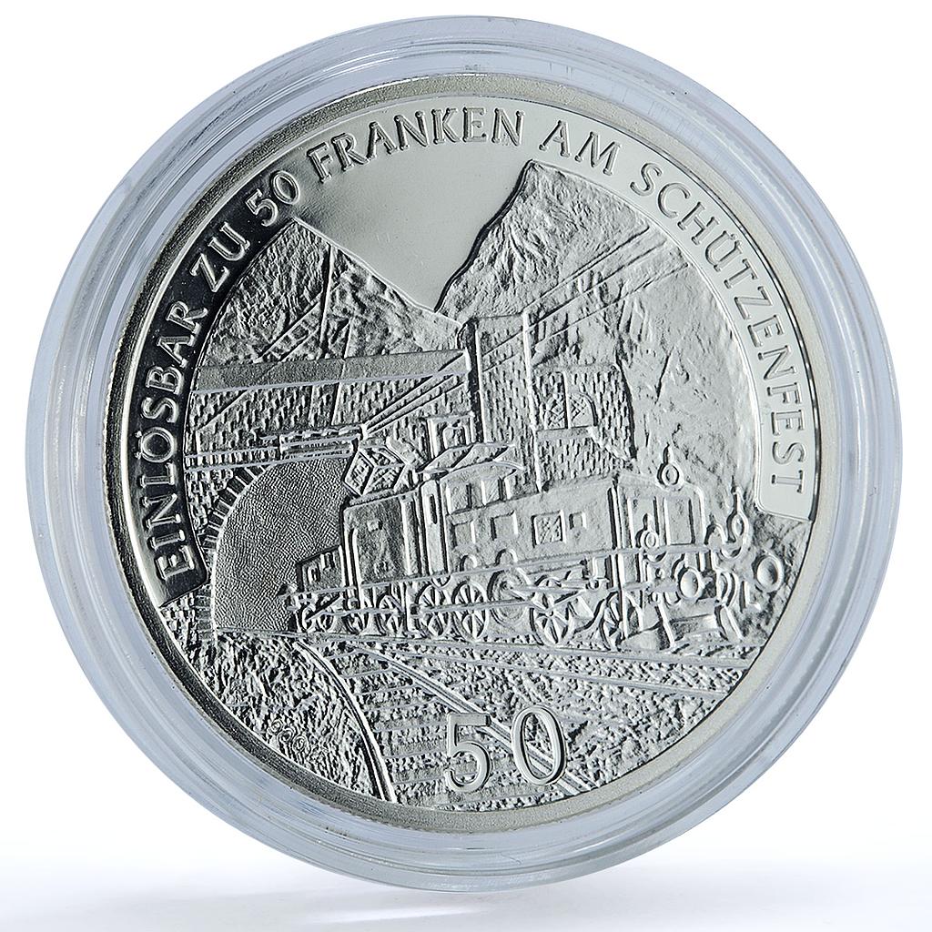 Switzerland 50 francs Uri Shooting Festival X#S61 Train proof silver coin 2001 Switzerland 50 francs Uri Shooting Festival X#S61 Train proof silver coin 2001
