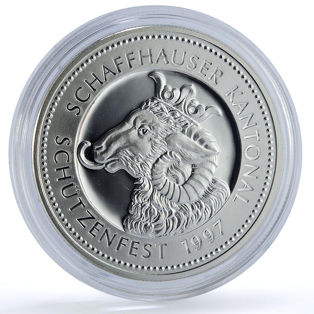 Switzerland 50 francs Schaffhausen Shooting Festival X#S50 Sheep Ag coin 1997