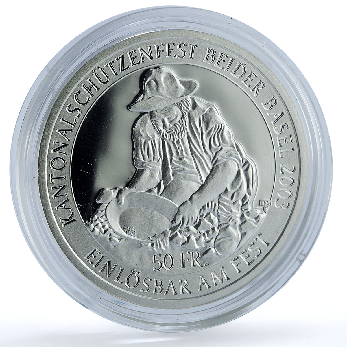 Switzerland 50 francs Basel Shooting Festival X#S65 Sutter silver coin 2003 Switzerland 50 francs Basel Shooting Festival X#S65 Sutter silver coin 2003