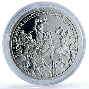Switzerland 50 francs Sempach Shooting Festival X#S48 Horseman silver coin 1996