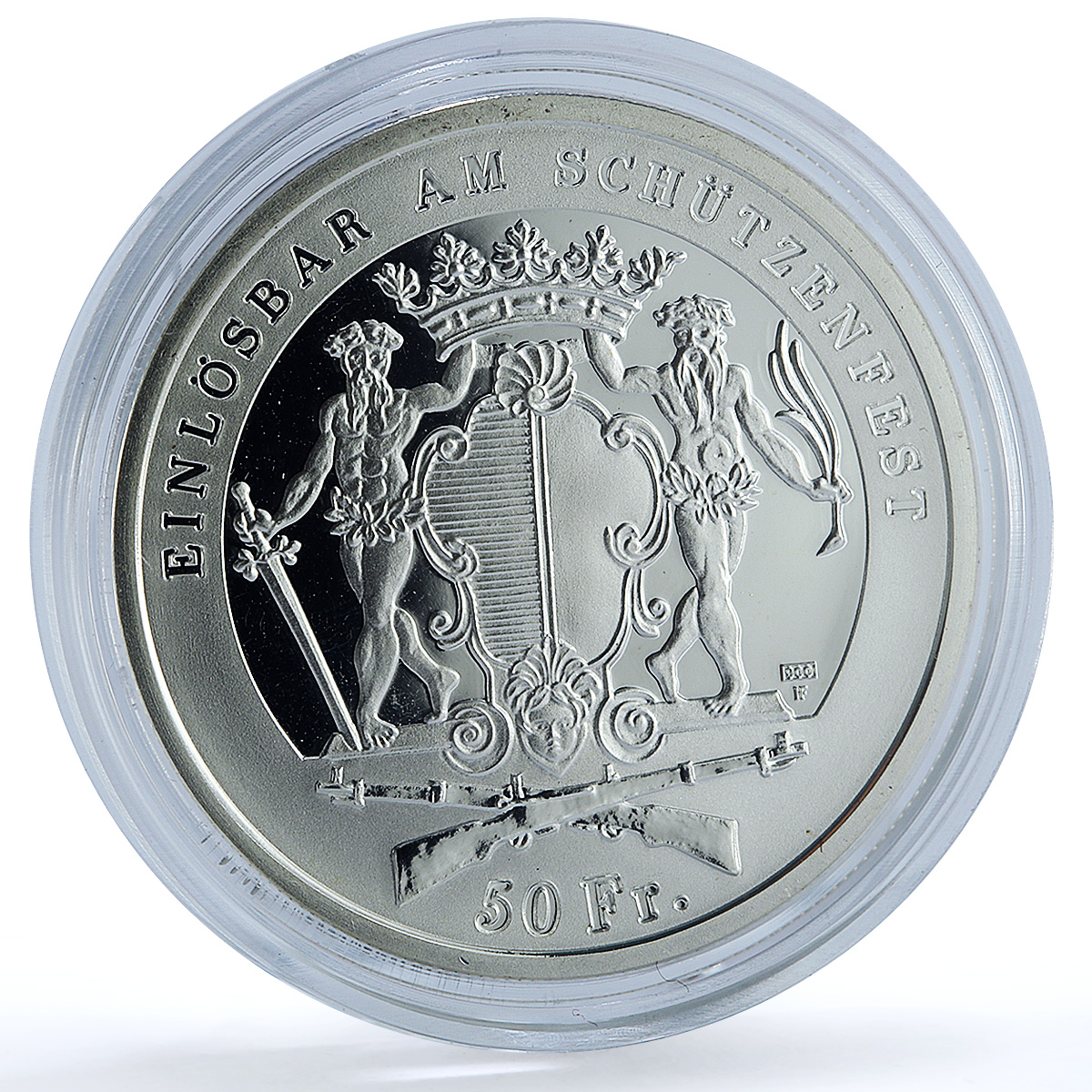 Switzerland 50 francs Sempach Shooting Festival X#S48 Horseman silver coin 1996 Switzerland 50 francs Sempach Shooting Festival X#S48 Horseman silver coin 1996