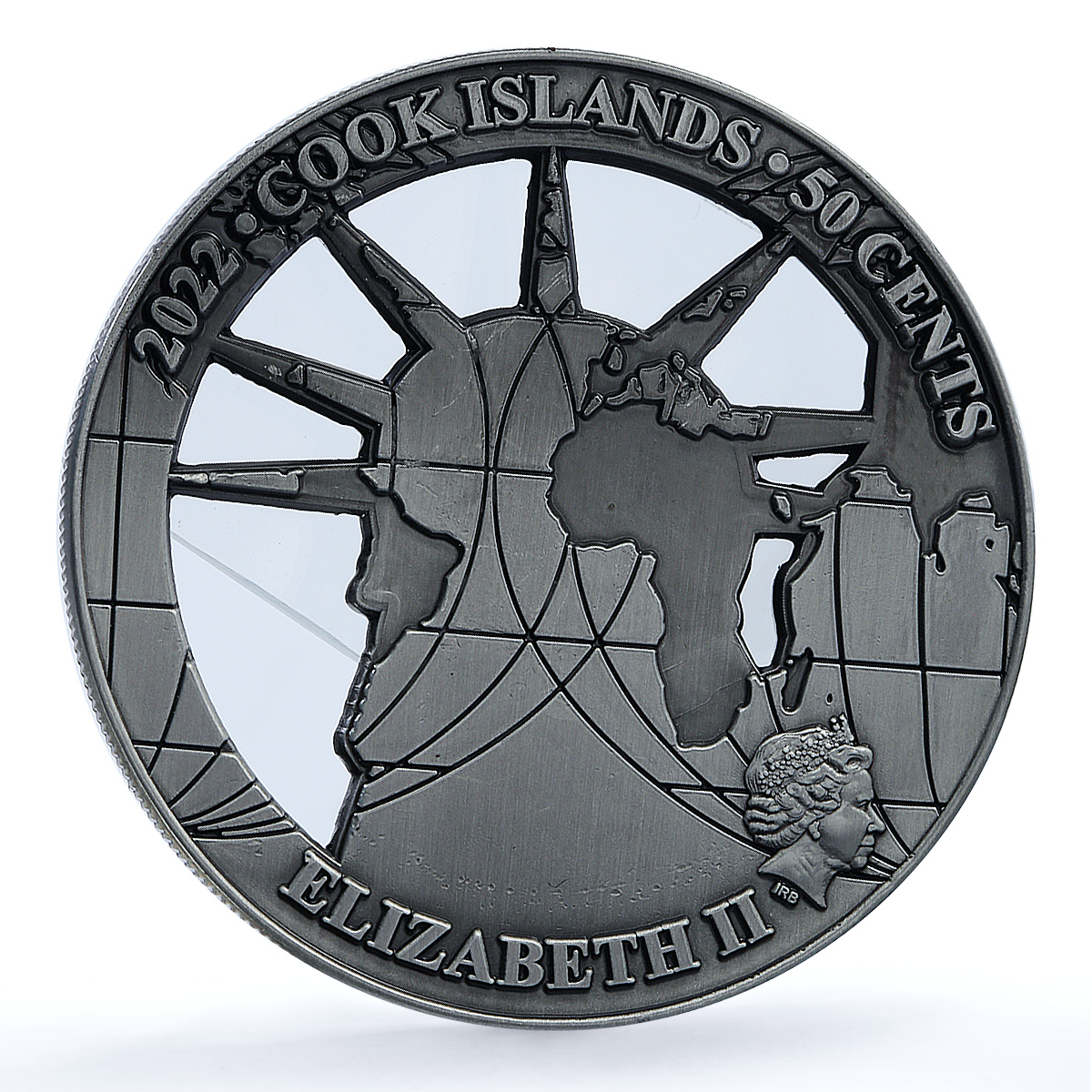 Cook Islands 50 cents Statue Liberty USA KM-3219 Landmarks iron coin 2022 Cook Islands 50 cents Statue Liberty USA KM-3219 Landmarks iron coin 2022