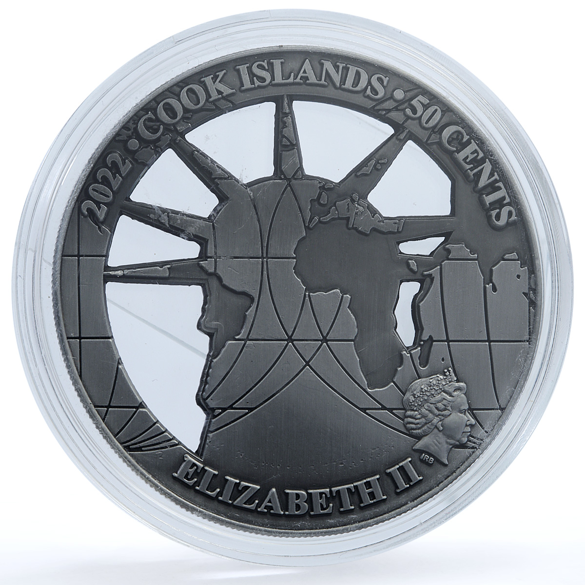 Cook Islands 50 cents Statue Liberty USA KM-3219 Landmarks iron coin 2022 Cook Islands 50 cents Statue Liberty USA KM-3219 Landmarks iron coin 2022