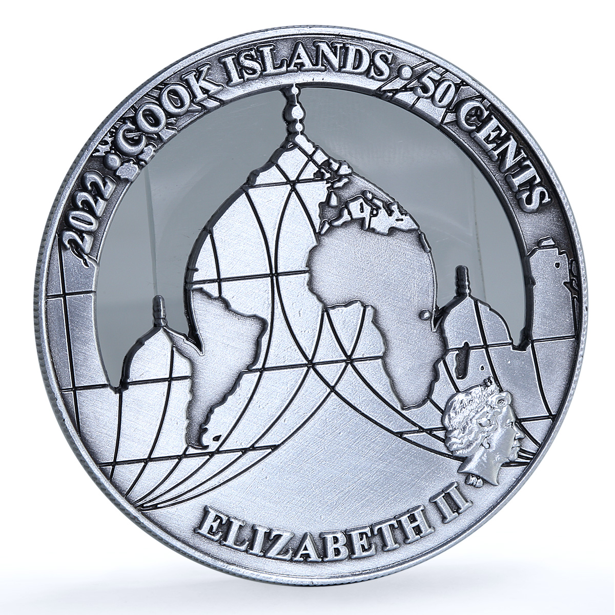Cook Islands 50 cents Taj Mahal India KM-3221 Landmarks iron coin 2022 Cook Islands 50 cents Taj Mahal India KM-3221 Landmarks iron coin 2022