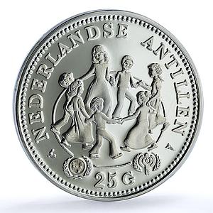 Netherlands Antilles 25 gulden Year of Child KM-22 UNICEF proof silver coin 1979