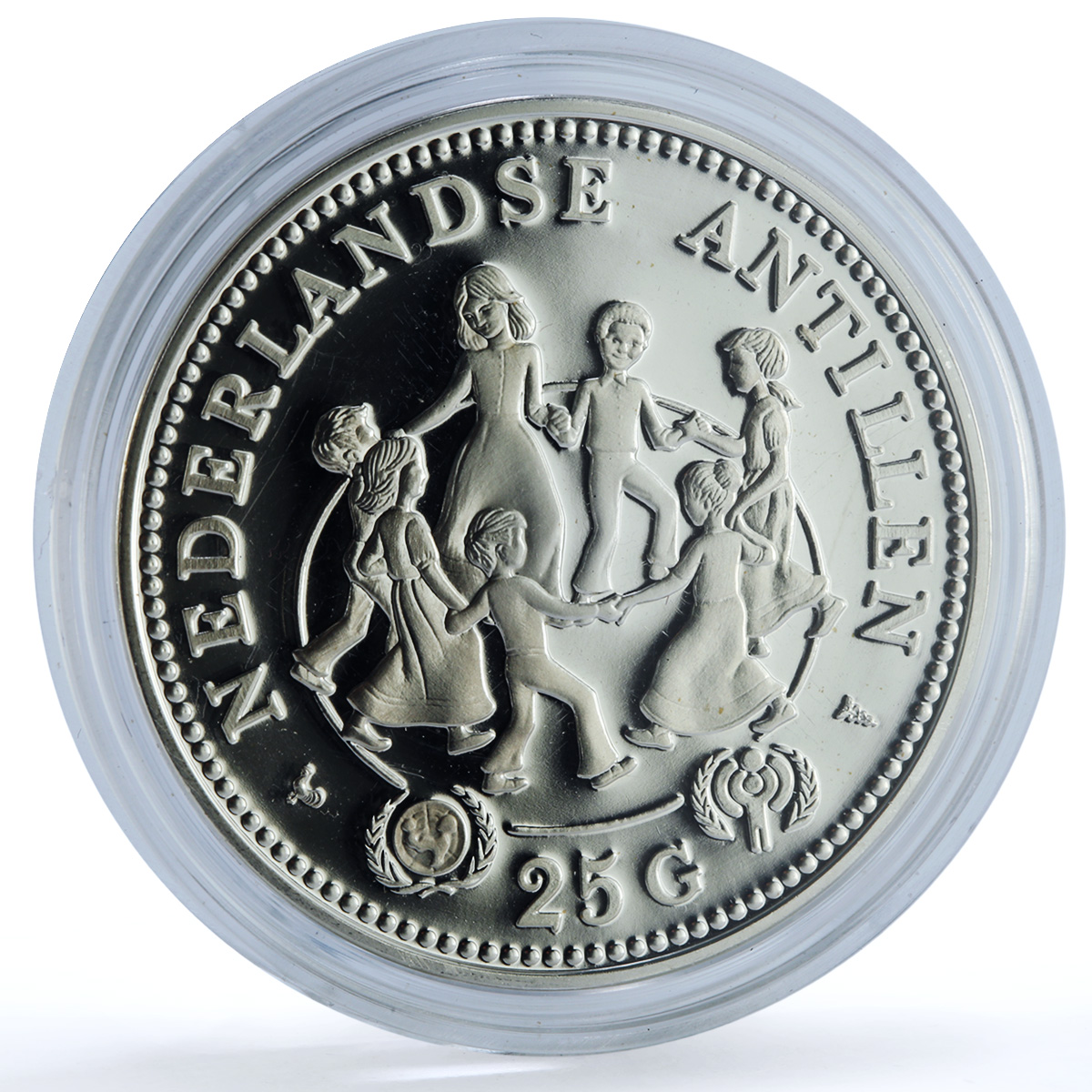 Netherlands Antilles 25 gulden Year of Child KM-22 UNICEF proof silver coin 1979 Netherlands Antilles 25 gulden Year of Child KM-22 UNICEF proof silver coin 1979