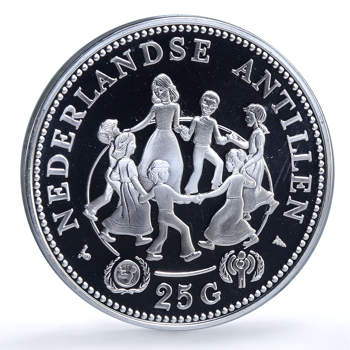 Netherlands Antilles 25 gulden Year of Child KM-22 UNICEF proof silver coin 1979 Netherlands Antilles 25 gulden Year of Child KM-22 UNICEF proof silver coin 1979