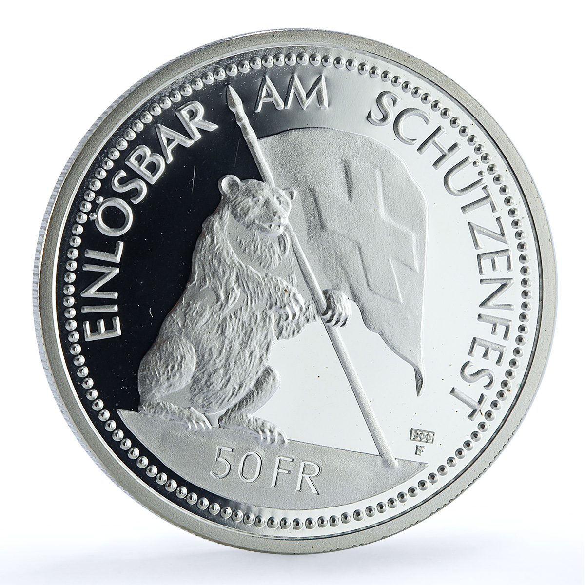 Switzerland 50 francs St. Gallen Shooting Festival X#S44 Bear silver coin 1994