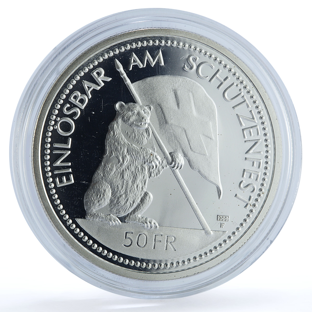 Switzerland 50 francs St. Gallen Shooting Festival X#S44 Bear silver coin 1994