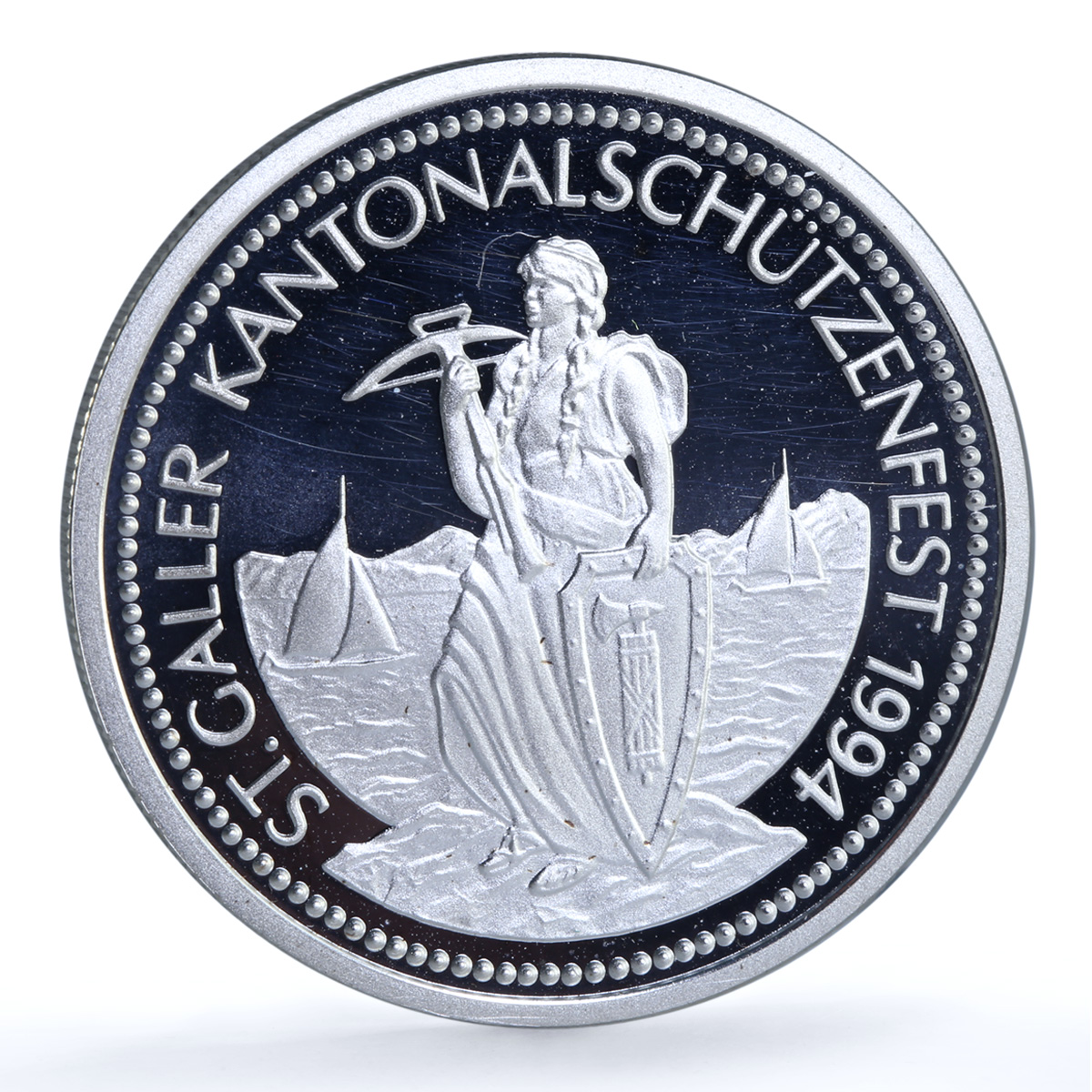 Switzerland 50 francs St. Gallen Shooting Festival X#S44 Bear silver coin 1994