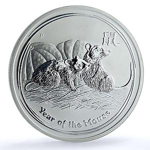 Australia 2 dollars Year Rat KM-1886 Lunar Series 2 Mouse 2 oz silver coin 2008