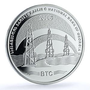 Georgia 3 lari BTC KM-102 Baku Tbilisi Ceyhan Oil Pipeline silver coin 2006