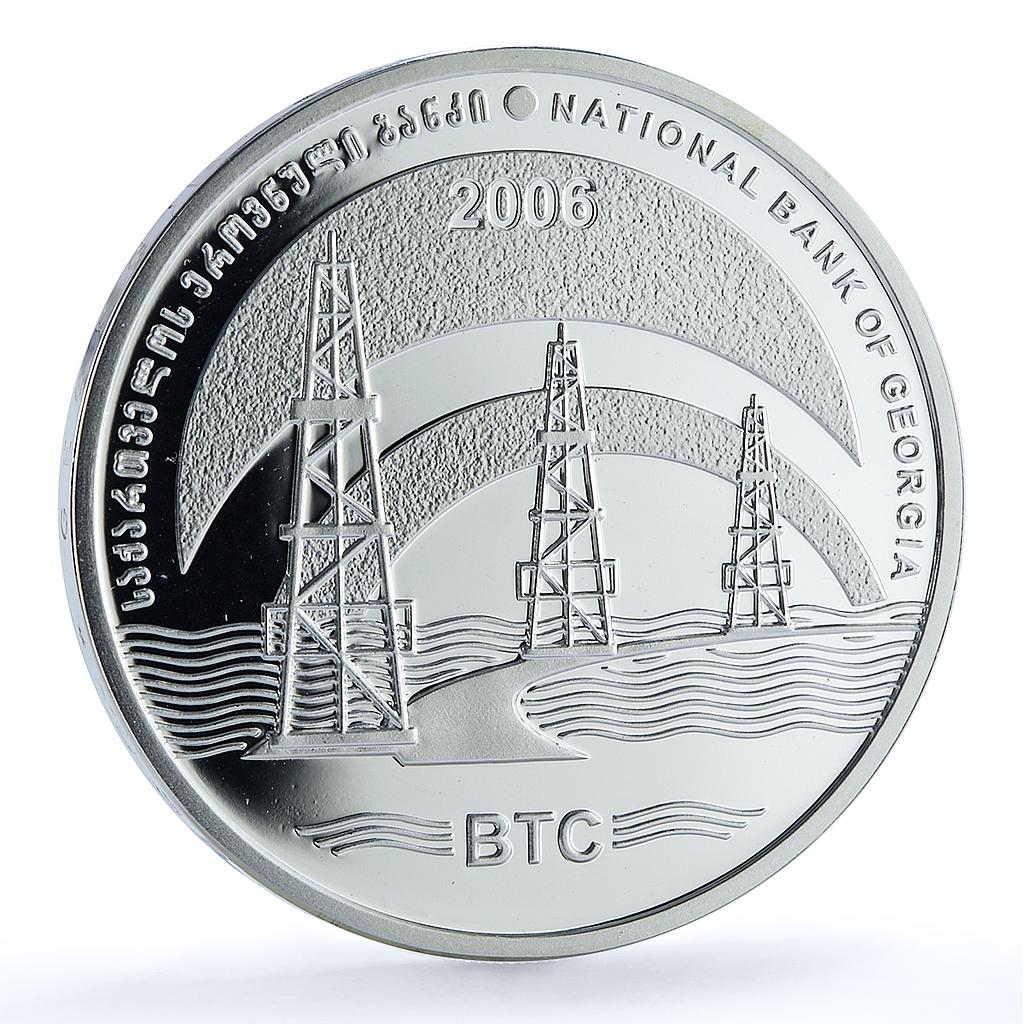 Georgia 3 lari BTC KM-102 Baku Tbilisi Ceyhan Oil Pipeline silver coin 2006 Georgia 3 lari BTC KM-102 Baku Tbilisi Ceyhan Oil Pipeline silver coin 2006
