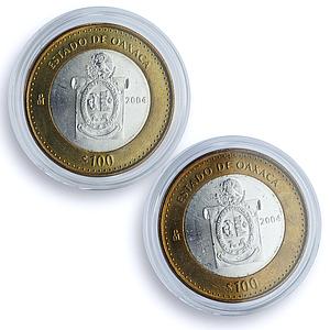 Mexico 100 pesos x 2 Set Oaxaca State KM-740 Federation bimetal coins 2004