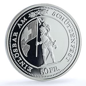 Switzerland 50 francs Weinfelden Shooting Festival X#S42 proof silver coin 1993